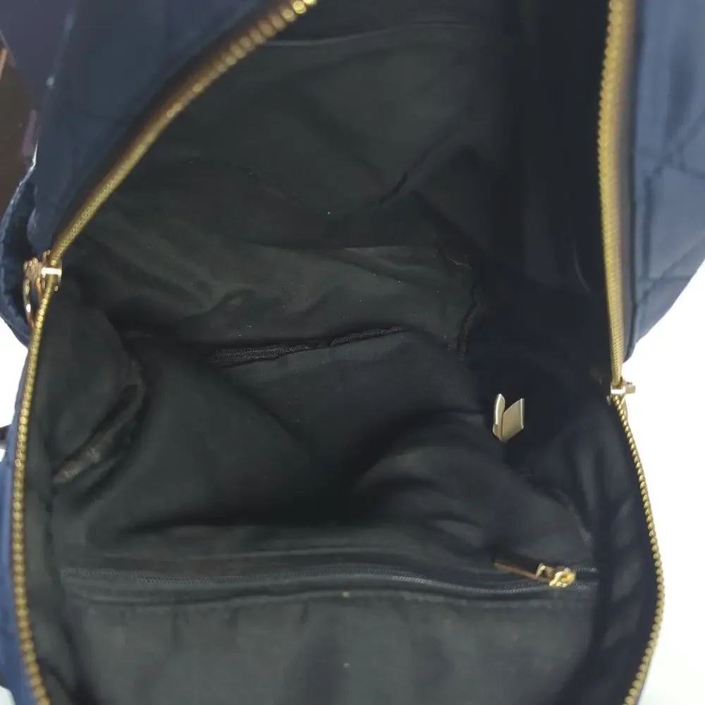 Navy Quilted Mini Backpack – Gold Hardware – Multiple Pockets